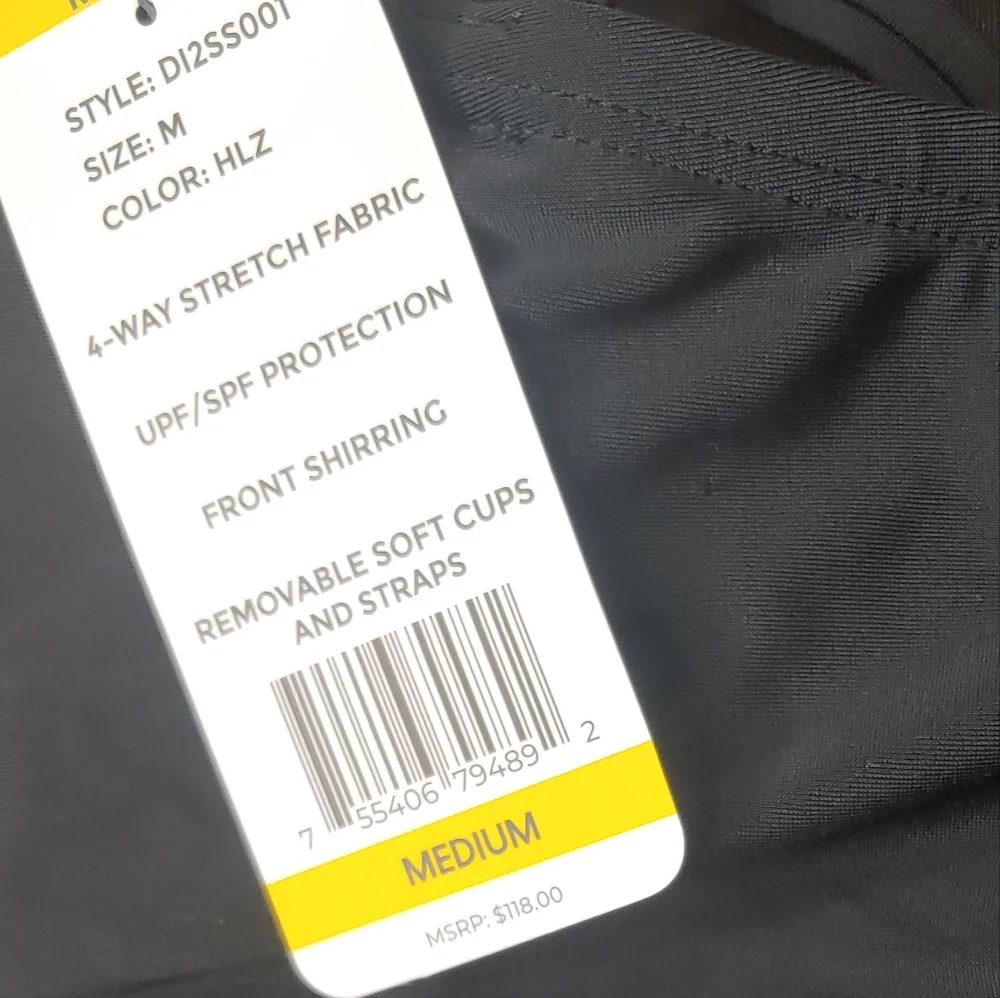 DKNY One Pc Swimsuit Woman Med Black Slimming Strapless Tummy Control New - Picture 6 of 8